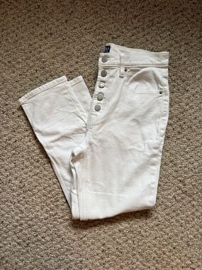 GAP Cigarette White Button Fly Jeans